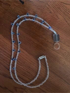 Lanyard~Sky Blue~Handmade~ID Badge Holder~Crystal Accents